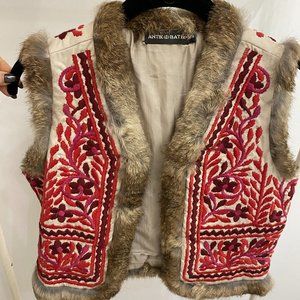 Antik Batik fur vest sz XS/36